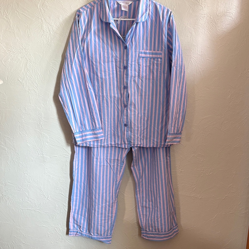 Women's Stripe Cotton Pajama Set - Blue & Pink
